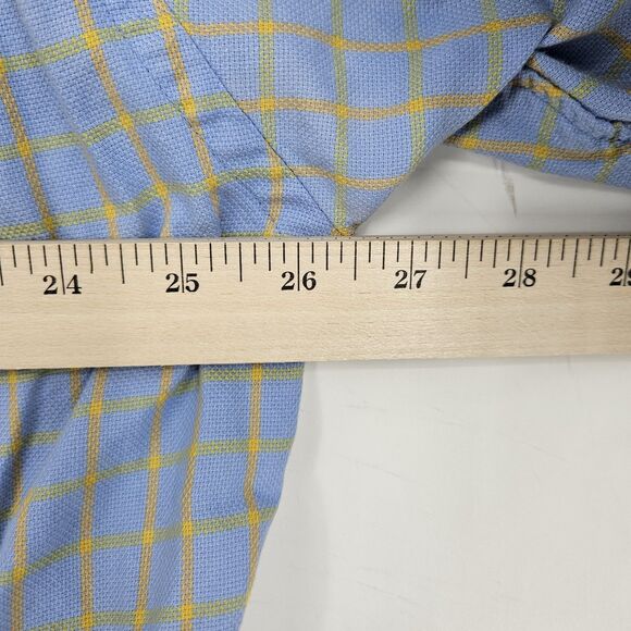Gitman Bros Shirt Mens XL Button Down Cotton USA Short Sleeve Yellow Blue - Picture 8 of 11